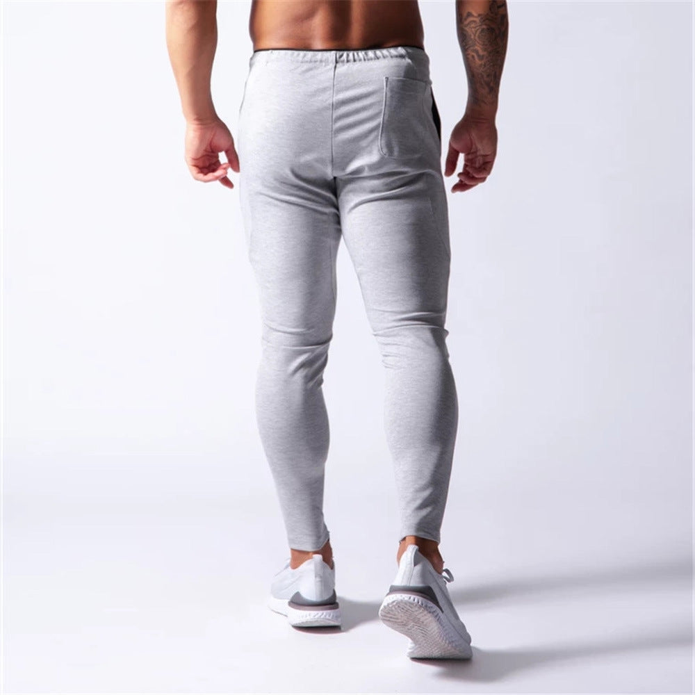 2019 Men's Sports Pants Men's Slim-Fit Elastic Invisible Zipper Casual Pants Stretch Cotton Foot-Retaining Pants Men's