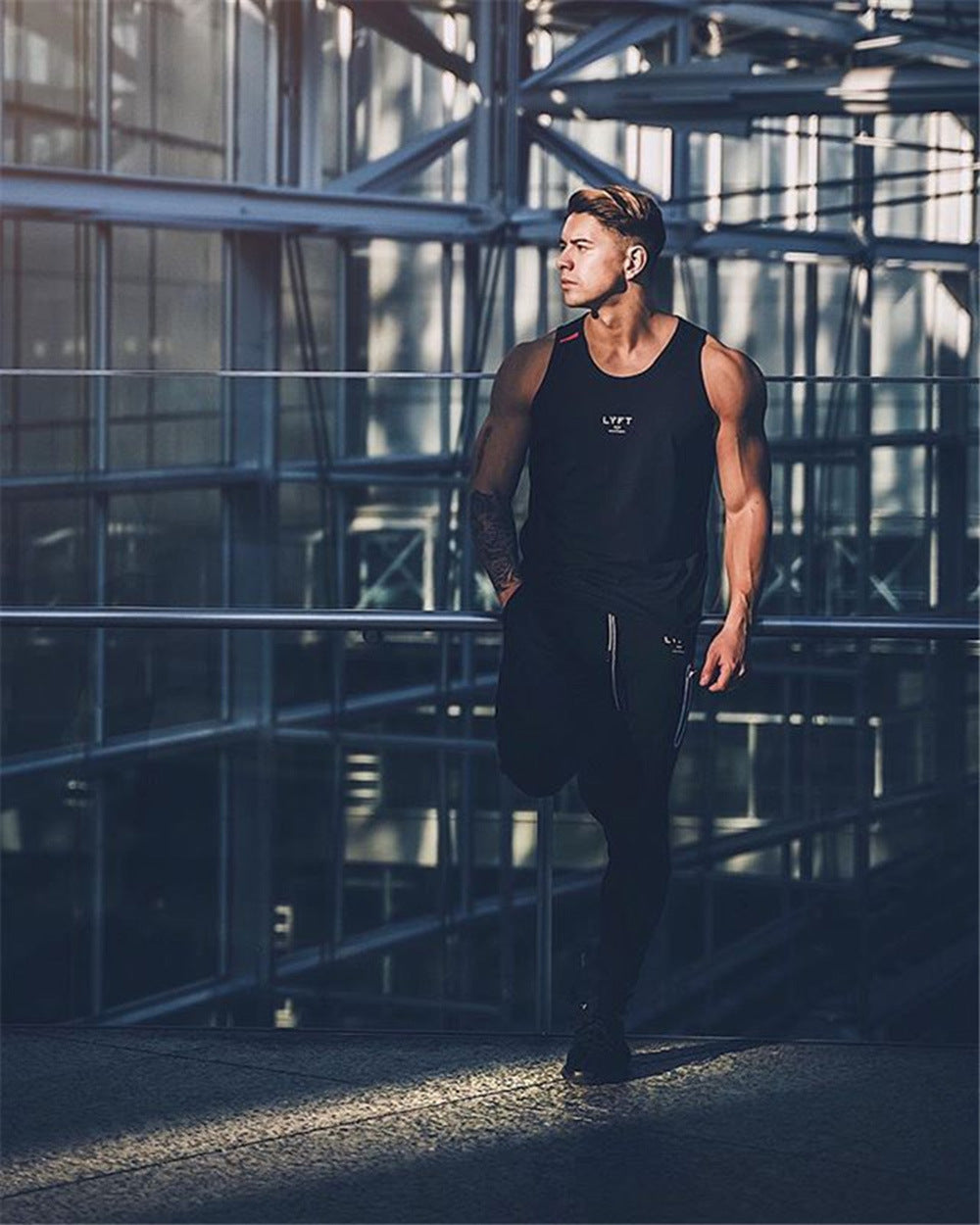 2019 Men's Sports Pants Men's Slim-Fit Elastic Invisible Zipper Casual Pants Stretch Cotton Foot-Retaining Pants Men's