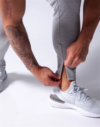 2019 Men's Sports Pants Men's Slim-Fit Elastic Invisible Zipper Casual Pants Stretch Cotton Foot-Retaining Pants Men's