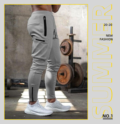Cross-Border Men's Casual Versatile Sports Overalls Cotton Running Fitness Camouflage Trousers Zipper Decorative Trousers