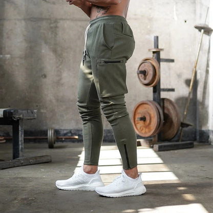 Cross-Border Men's Casual Versatile Sports Overalls Cotton Running Fitness Camouflage Trousers Zipper Decorative Trousers