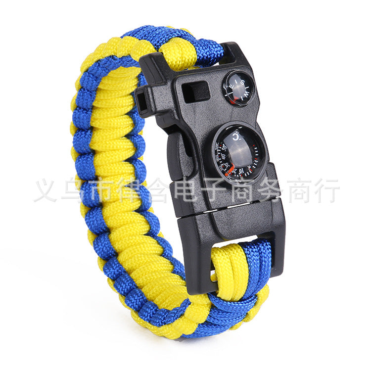 Outdoor Emergency Lifesaving Bracelet Survival Umbrella Rope Bracelet Mountaineering Bracelet Compass Whistle Multifunctional Handmade