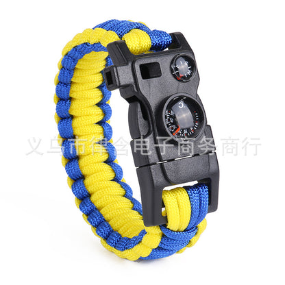 Outdoor Emergency Lifesaving Bracelet Survival Umbrella Rope Bracelet Mountaineering Bracelet Compass Whistle Multifunctional Handmade