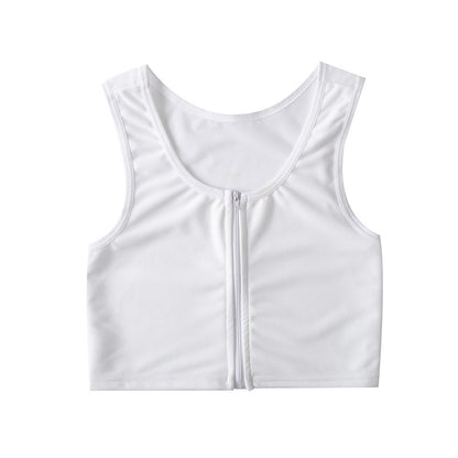 Front Zipper Belted Les Super Flat Big Chest Show Small Handsome T Shaping Chest Shrinkable Breast Wrap Shrinkable Underwear Female COS Student