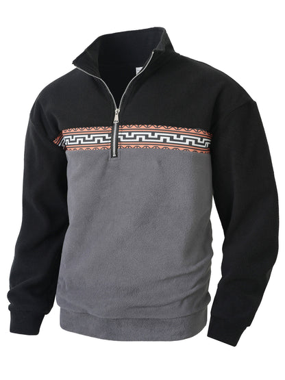 Autumn and Winter European and American Cross-Border Casual Men's Sweatshirt Long-Sleeved Thickened Fleece Half-Zip Sweatshirt Hot-Selling Daily Top