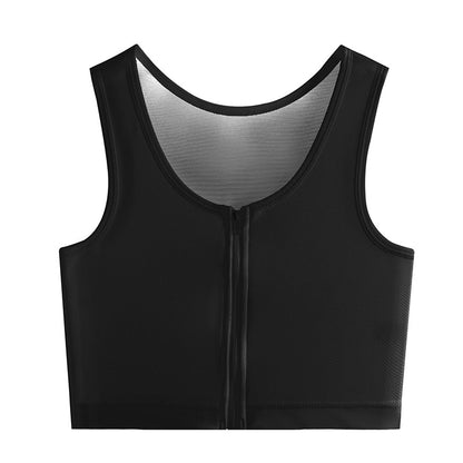 Front Zipper Belted Les Super Flat Big Chest Show Small Handsome T Shaping Chest Shrinkable Breast Wrap Shrinkable Underwear Female COS Student