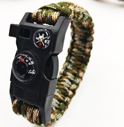 Outdoor Emergency Lifesaving Bracelet Survival Umbrella Rope Bracelet Mountaineering Bracelet Compass Whistle Multifunctional Handmade