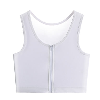 Front Zipper Belted Les Super Flat Big Chest Show Small Handsome T Shaping Chest Shrinkable Breast Wrap Shrinkable Underwear Female COS Student