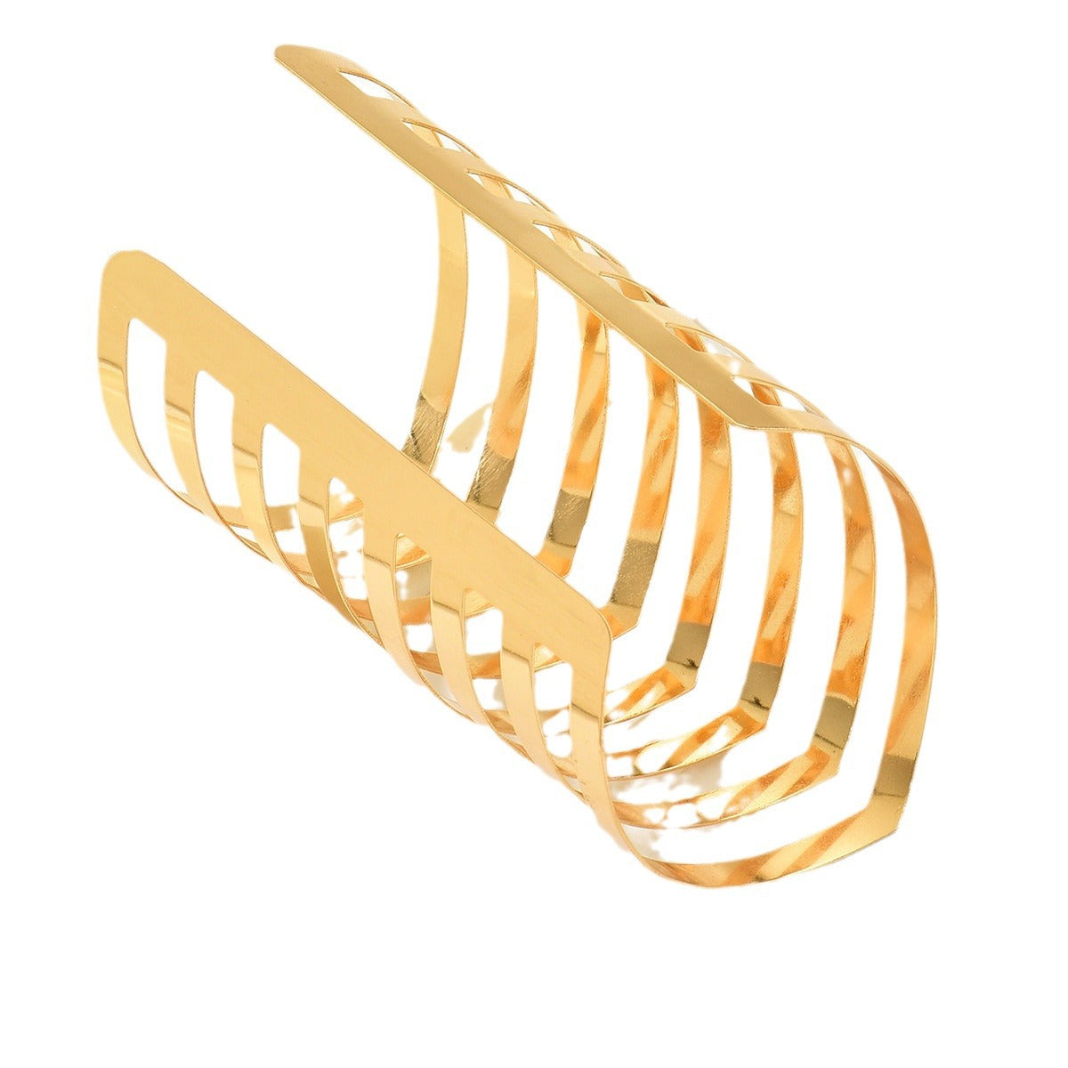 Cross-border Europe and the United States exaggerated metal bracelet personality V stripe open wide bracelet gold bracelet jewelry wholesale