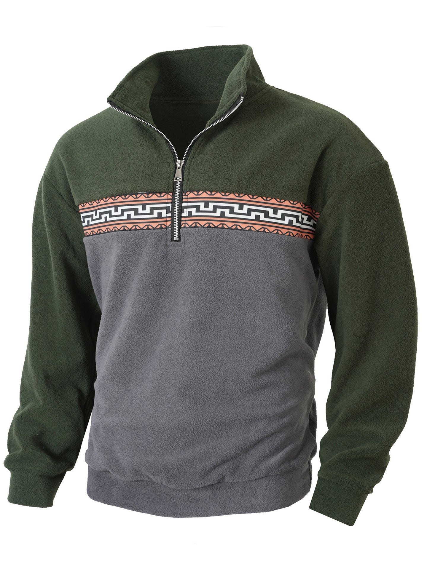 Autumn and Winter European and American Cross-Border Casual Men's Sweatshirt Long-Sleeved Thickened Fleece Half-Zip Sweatshirt Hot-Selling Daily Top