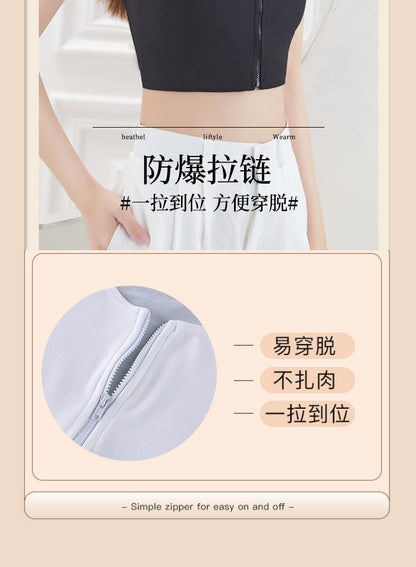 Front Zipper Belted Les Super Flat Big Chest Show Small Handsome T Shaping Chest Shrinkable Breast Wrap Shrinkable Underwear Female COS Student
