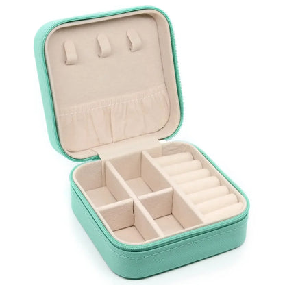 Simple And Portable Palm Jewelry Box, Ring And Earring Storage Box, Zipper Flip Cover, Travel Accessory Box, Pearl Box