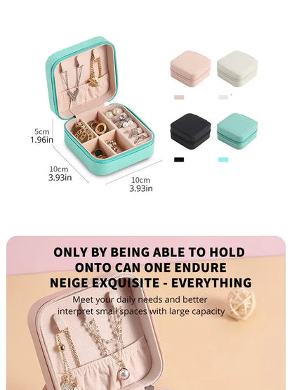 Simple And Portable Palm Jewelry Box, Ring And Earring Storage Box, Zipper Flip Cover, Travel Accessory Box, Pearl Box