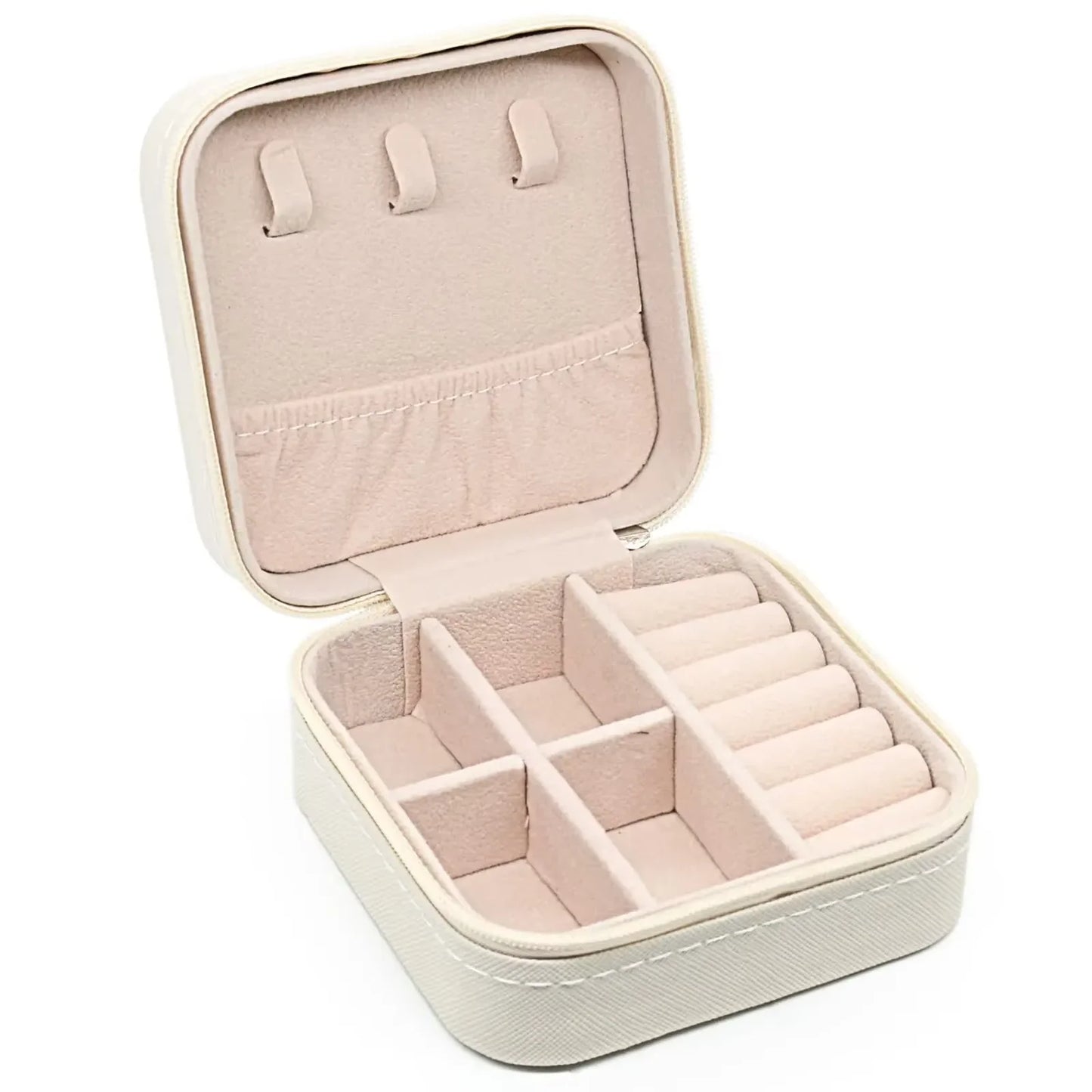 Simple And Portable Palm Jewelry Box, Ring And Earring Storage Box, Zipper Flip Cover, Travel Accessory Box, Pearl Box