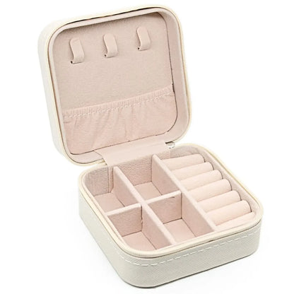 Simple And Portable Palm Jewelry Box, Ring And Earring Storage Box, Zipper Flip Cover, Travel Accessory Box, Pearl Box