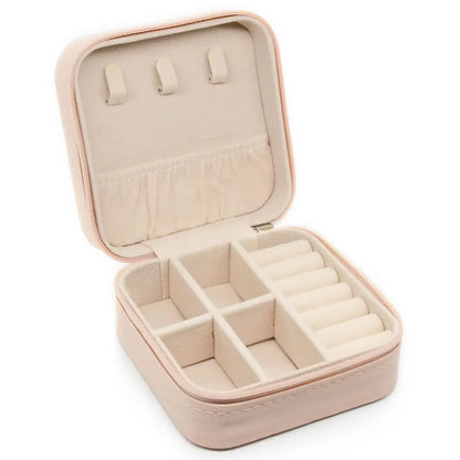 Simple And Portable Palm Jewelry Box, Ring And Earring Storage Box, Zipper Flip Cover, Travel Accessory Box, Pearl Box