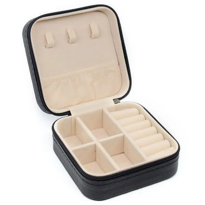 Simple And Portable Palm Jewelry Box, Ring And Earring Storage Box, Zipper Flip Cover, Travel Accessory Box, Pearl Box